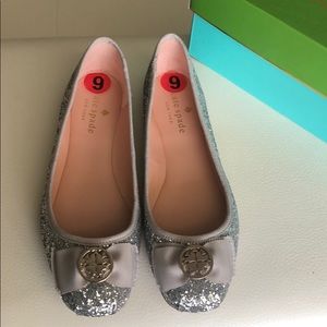 Kate Spade silver glitter Fontana ballet flats
